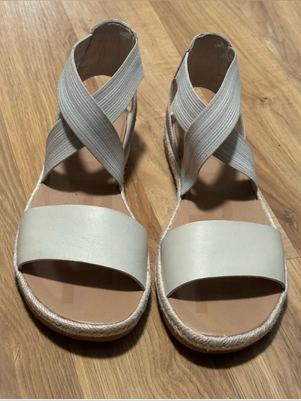 Sorel 9 Womens Cream Cross-Strap Espadrille Sandals Shoes Casual Summer Festival - Picture 1 of 5